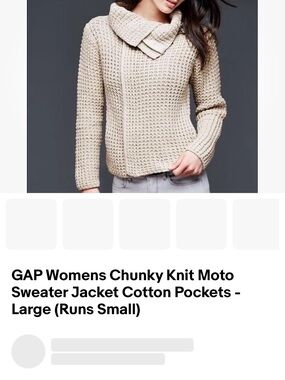 GAP Chunky Knit Shawl Collar Sweater in Cream